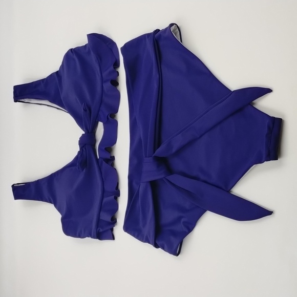Dark Purple Two Piece Swim suit Size Medium Unbranded - Picture 1 of 9